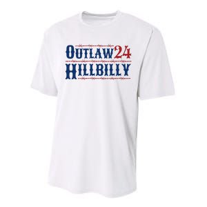 Outlaw Hillbilly 2024 Barbed Wire Western Trump Vance 2024 Performance Sprint T-Shirt