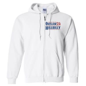 Outlaw Hillbilly 2024 Barbed Wire Western Trump Vance 2024 Full Zip Hoodie