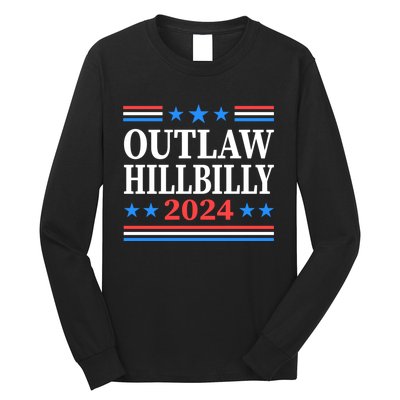 Outlaw Hillbilly 2024 Trump Vance Us Flag Vintage Long Sleeve Shirt