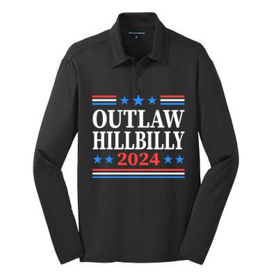 Outlaw Hillbilly 2024 Trump Vance Us Flag Vintage Silk Touch Performance Long Sleeve Polo