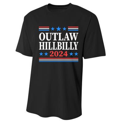 Outlaw Hillbilly 2024 Trump Vance Us Flag Vintage Performance Sprint T-Shirt