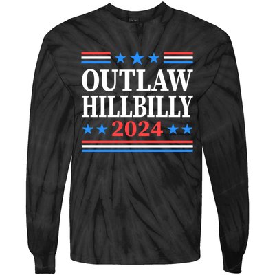 Outlaw Hillbilly 2024 Trump Vance Us Flag Vintage Tie-Dye Long Sleeve Shirt