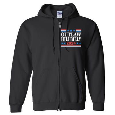 Outlaw Hillbilly 2024 Trump Vance Us Flag Vintage Full Zip Hoodie