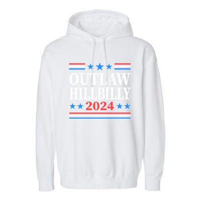 Outlaw Hillbilly 2024 Trump Vance Us Flag Vintage Garment-Dyed Fleece Hoodie