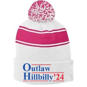 Outlaw Hillbilly 24 IM Voting For The Outlaw And Hillbilly Stripe Pom Pom Beanie