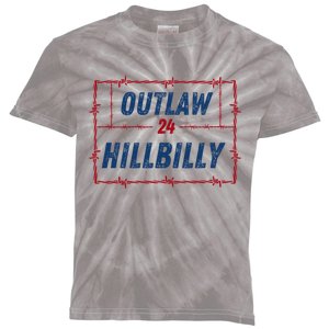 Outlaw Hillbilly 2024 Barbed Wire Western Trump Vance 2024 Kids Tie-Dye T-Shirt