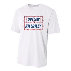 Outlaw Hillbilly 2024 Barbed Wire Western Trump Vance 2024 Youth Performance Sprint T-Shirt