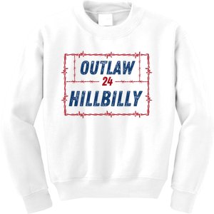 Outlaw Hillbilly 2024 Barbed Wire Western Trump Vance 2024 Kids Sweatshirt