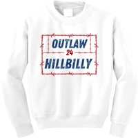 Outlaw Hillbilly 2024 Barbed Wire Western Trump Vance 2024 Kids Sweatshirt