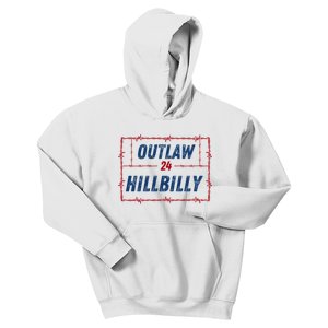 Outlaw Hillbilly 2024 Barbed Wire Western Trump Vance 2024 Kids Hoodie