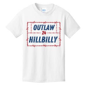 Outlaw Hillbilly 2024 Barbed Wire Western Trump Vance 2024 Kids T-Shirt