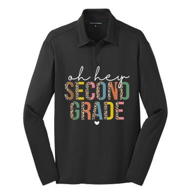 Oh Hey 2nd Second Grade Back To School Leopard For Teachers Silk Touch Performance Long Sleeve Polo