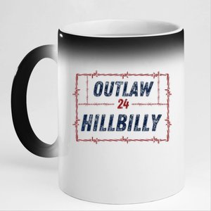 Outlaw Hillbilly 2024 Barbed Wire Western Trump Vance 2024 11oz Black Color Changing Mug