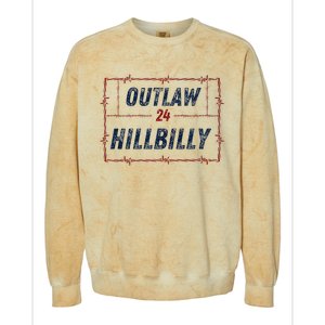 Outlaw Hillbilly 2024 Barbed Wire Western Trump Vance 2024 Colorblast Crewneck Sweatshirt