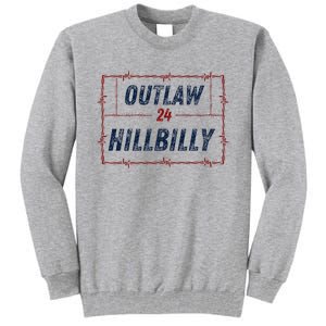 Outlaw Hillbilly 2024 Barbed Wire Western Trump Vance 2024 Tall Sweatshirt