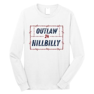 Outlaw Hillbilly 2024 Barbed Wire Western Trump Vance 2024 Long Sleeve Shirt