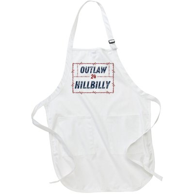 Outlaw Hillbilly 2024 Barbed Wire Western Trump Vance 2024 Full-Length Apron With Pockets