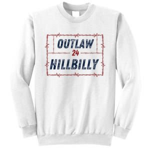 Outlaw Hillbilly 2024 Barbed Wire Western Trump Vance 2024 Sweatshirt