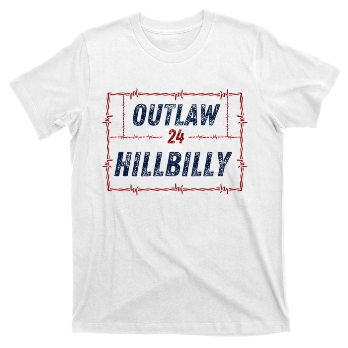 Outlaw Hillbilly 2024 Barbed Wire Western Trump Vance 2024 T-Shirt