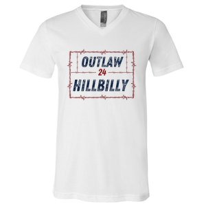 Outlaw Hillbilly 2024 Barbed Wire Western Trump Vance 2024 V-Neck T-Shirt