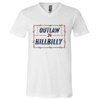 Outlaw Hillbilly 2024 Barbed Wire Western Trump Vance 2024 V-Neck T-Shirt