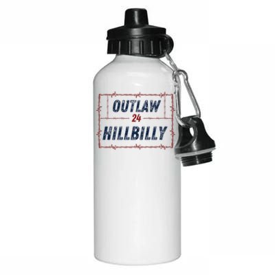 Outlaw Hillbilly 2024 Barbed Wire Western Trump Vance 2024 Aluminum Water Bottle