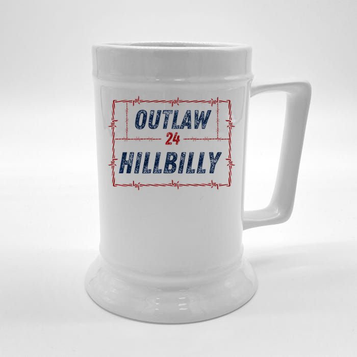 Outlaw Hillbilly 2024 Barbed Wire Western Trump Vance 2024 Beer Stein