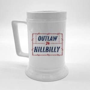 Outlaw Hillbilly 2024 Barbed Wire Western Trump Vance 2024 Beer Stein