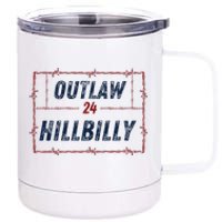 Outlaw Hillbilly 2024 Barbed Wire Western Trump Vance 2024 12 oz Stainless Steel Tumbler Cup