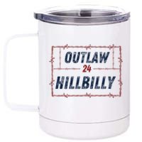 Outlaw Hillbilly 2024 Barbed Wire Western Trump Vance 2024 12 oz Stainless Steel Tumbler Cup