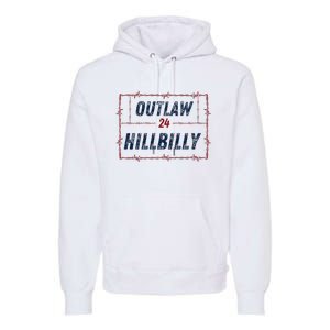 Outlaw Hillbilly 2024 Barbed Wire Western Trump Vance 2024 Premium Hoodie