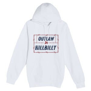 Outlaw Hillbilly 2024 Barbed Wire Western Trump Vance 2024 Premium Pullover Hoodie