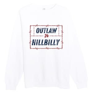 Outlaw Hillbilly 2024 Barbed Wire Western Trump Vance 2024 Premium Crewneck Sweatshirt