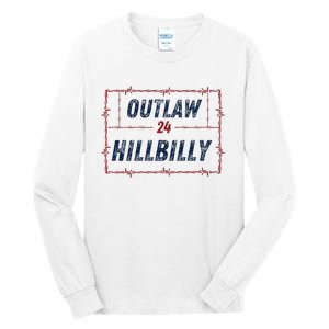 Outlaw Hillbilly 2024 Barbed Wire Western Trump Vance 2024 Tall Long Sleeve T-Shirt