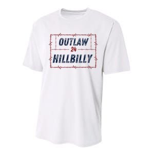 Outlaw Hillbilly 2024 Barbed Wire Western Trump Vance 2024 Performance Sprint T-Shirt