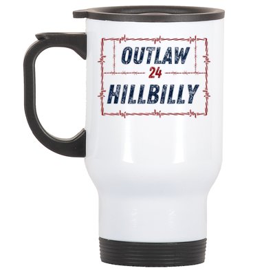 Outlaw Hillbilly 2024 Barbed Wire Western Trump Vance 2024 Stainless Steel Travel Mug