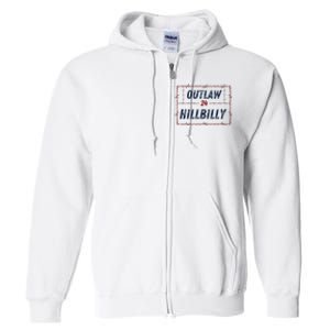 Outlaw Hillbilly 2024 Barbed Wire Western Trump Vance 2024 Full Zip Hoodie