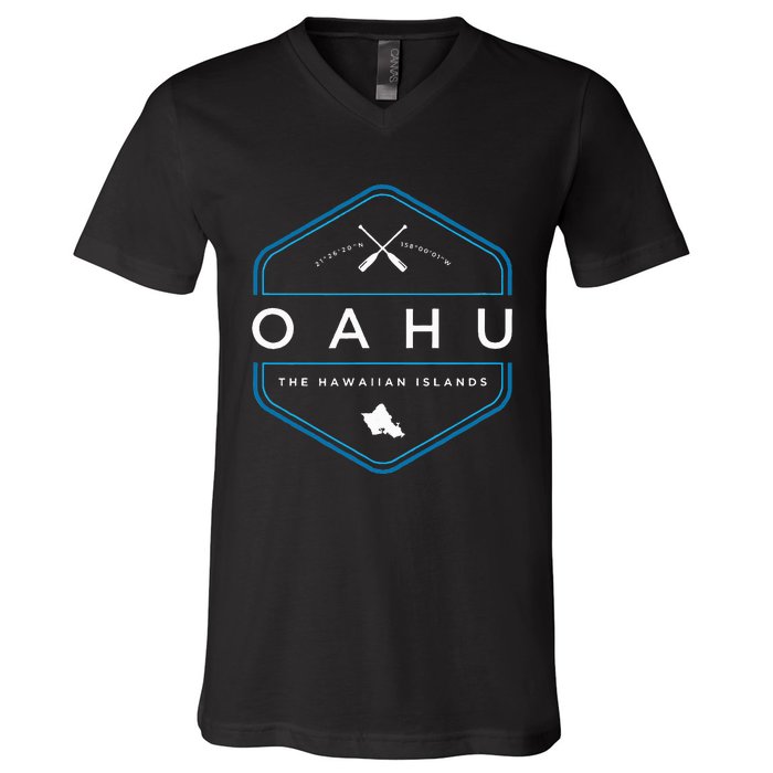 Oahu Hawaii Beach Graphic V-Neck T-Shirt