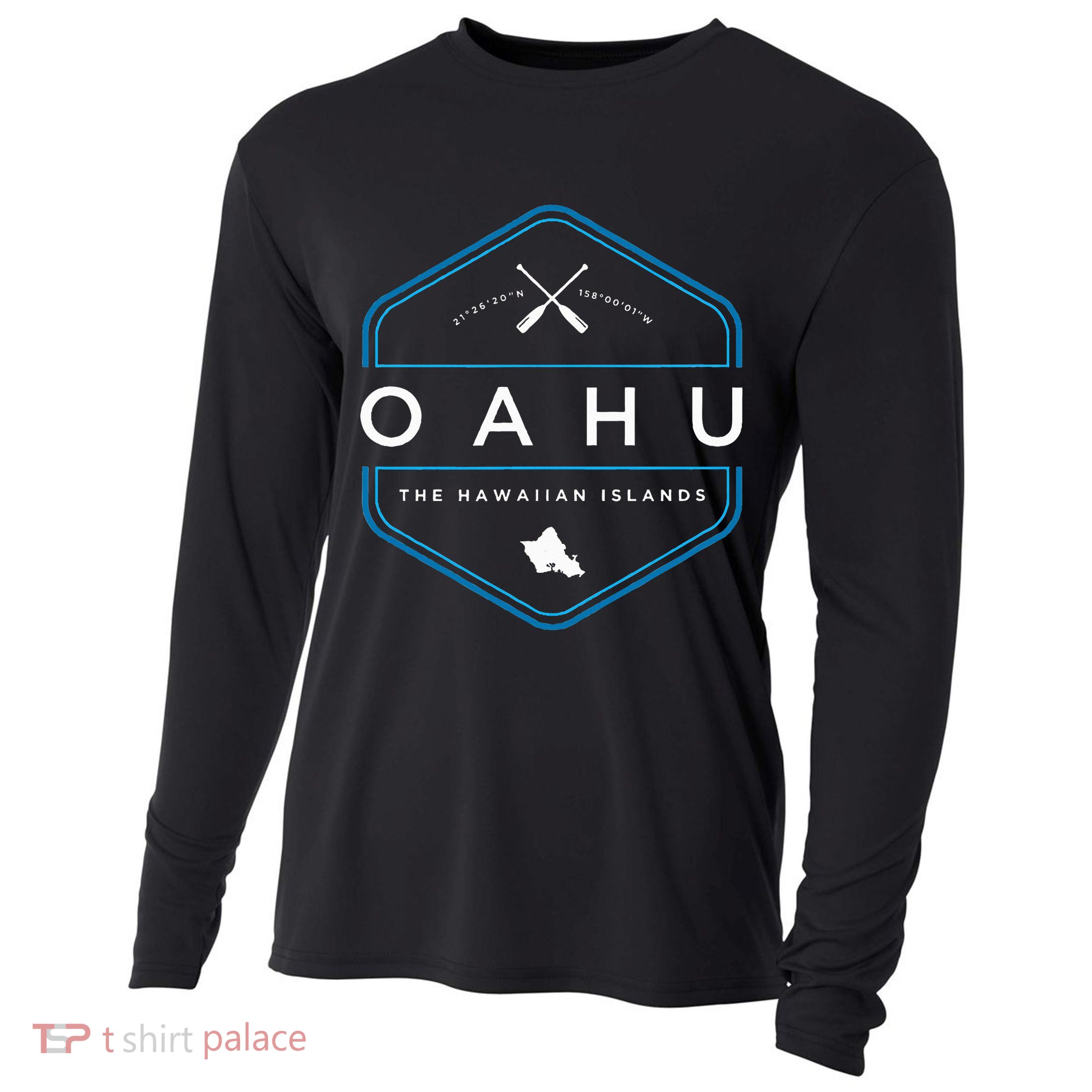 Oahu Hawaii Beach Graphic Cooling Performance Long Sleeve Crew