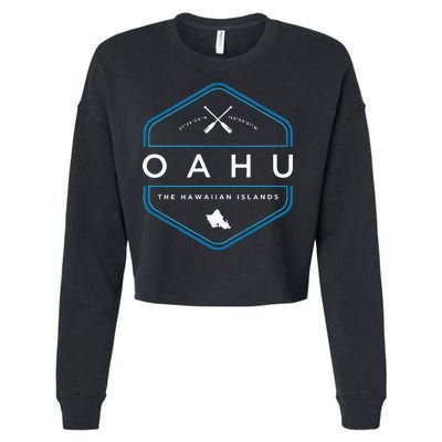 Oahu Hawaii Beach Graphic Cropped Pullover Crew
