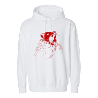 Opossum Hissing Black & Red Angry Possum Garment-Dyed Fleece Hoodie