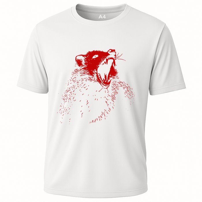 Opossum Hissing Black & Red Angry Possum Cooling Performance Crew T-Shirt