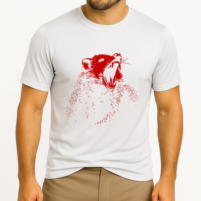 Opossum Hissing Black & Red Angry Possum Cooling Performance Crew T-Shirt