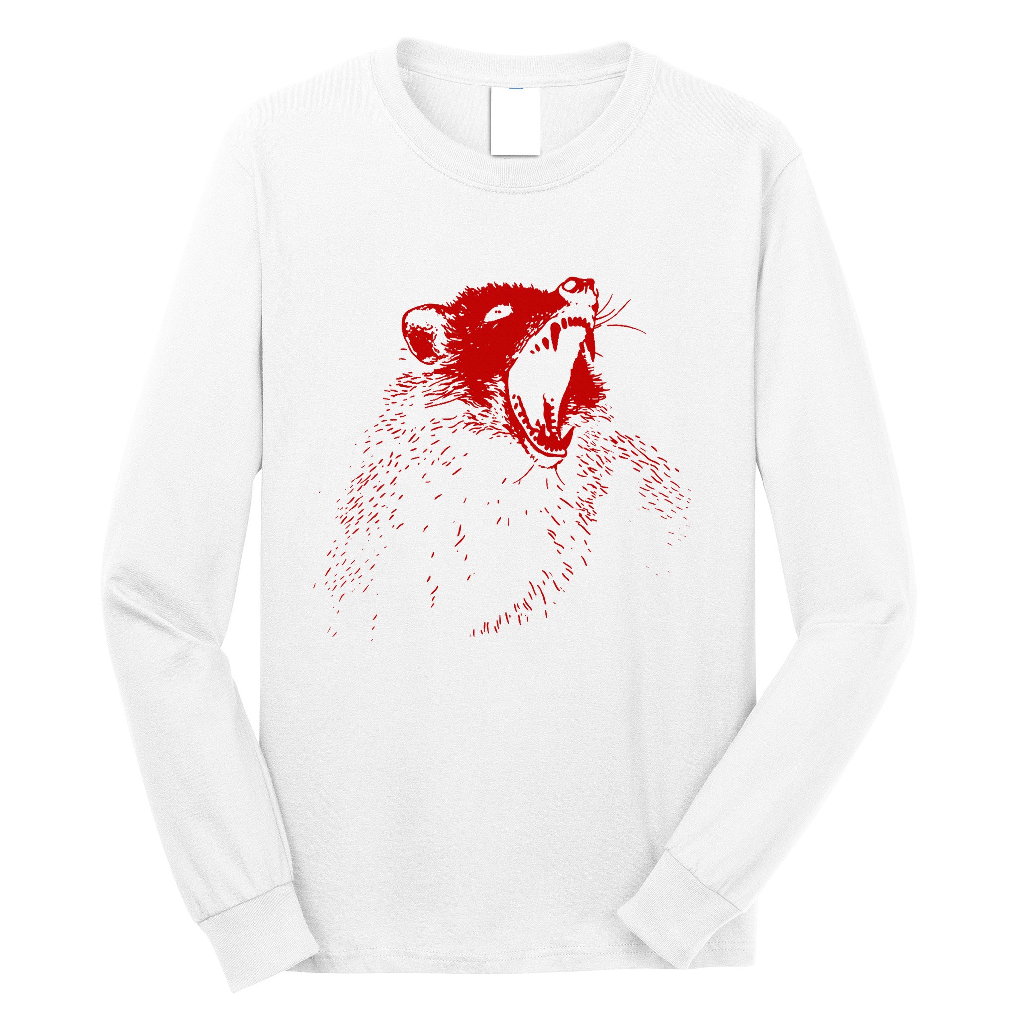 Opossum Hissing Black & Red Angry Possum Long Sleeve Shirt