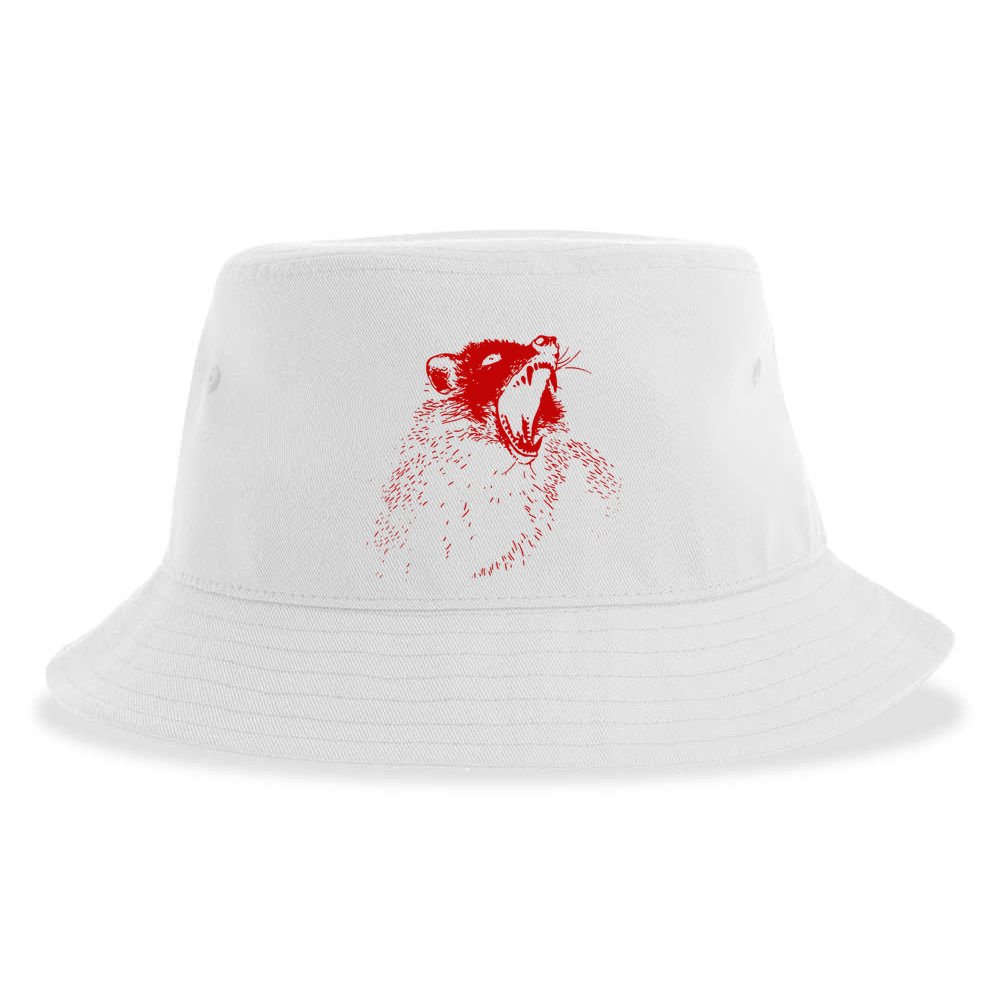 Opossum Hissing Black & Red Angry Possum Sustainable Bucket Hat