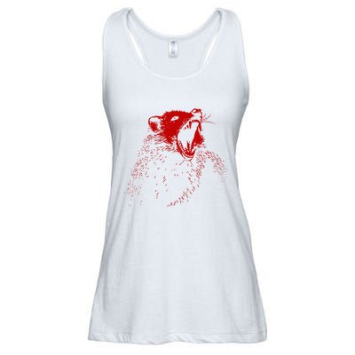 Opossum Hissing Black & Red Angry Possum Ladies Essential Flowy Tank