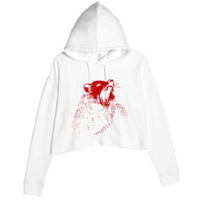 Opossum Hissing Black & Red Angry Possum Crop Fleece Hoodie