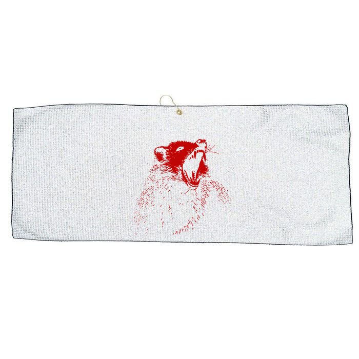 Opossum Hissing Black & Red Angry Possum Large Microfiber Waffle Golf Towel