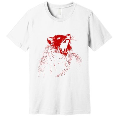 Opossum Hissing Black & Red Angry Possum Premium T-Shirt
