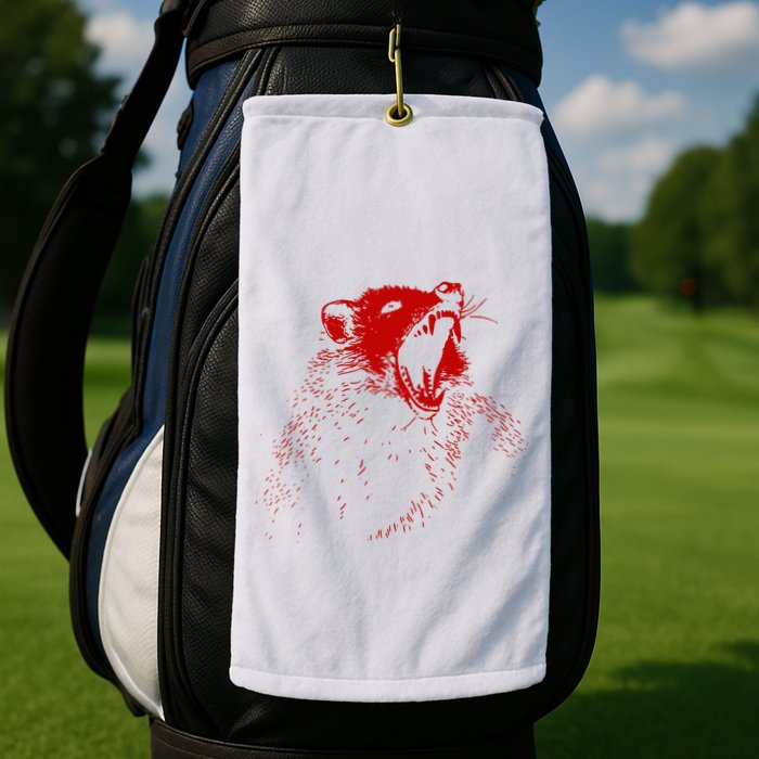 Opossum Hissing Black & Red Angry Possum Golf Towel
